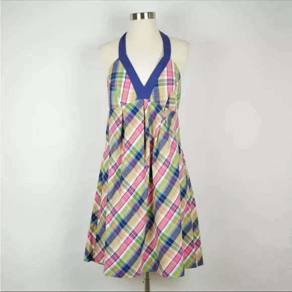 Lilly Pulitzer | Dresses | Lilly Pulitzer Vintage Colorful Plaid Madras  Halter Sun Dress | Poshmark